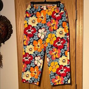 Talbots Petites Straight Crop Stretch Luau Pant